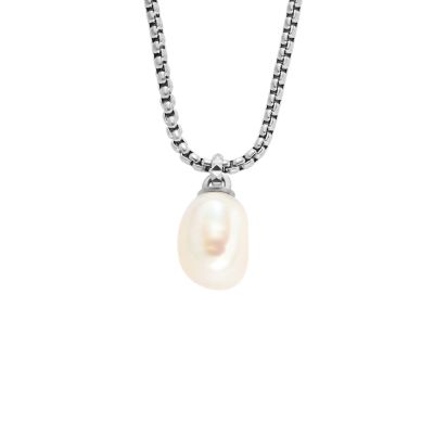 Summer Pearls Stainless Steel Freshwater Pearl Pendant Necklace