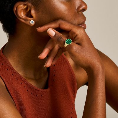 Ellis Signet Collection Green Malachite Ring