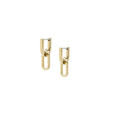 Heritage D-Link Gold-Tone Stainless Steel Drop Earrings