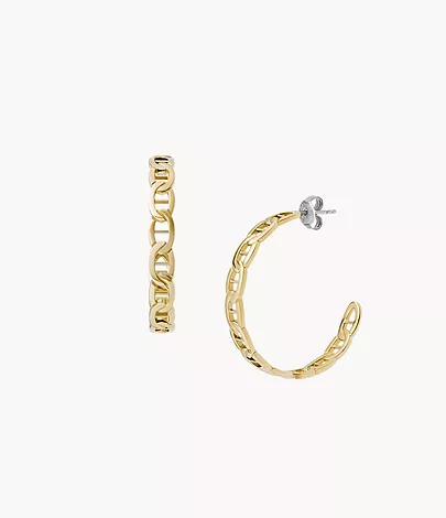 Heritage D-Link Gold-Tone Stainless Steel Hoop Earrings Heritage D-Link Gold-Tone Stainless Steel Hoop Earrings