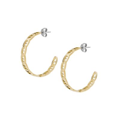 Heritage D-Link Gold-Tone Stainless Steel Hoop Earrings