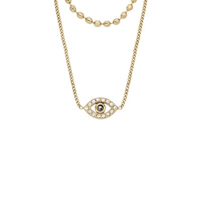 Sutton Evil Eye Gold-Tone Stainless Steel Multi-Strand Necklace