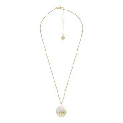 Sutton Evil Eye Gold Tone Stainless Steel Pendant Necklace JF04793710 Fossil