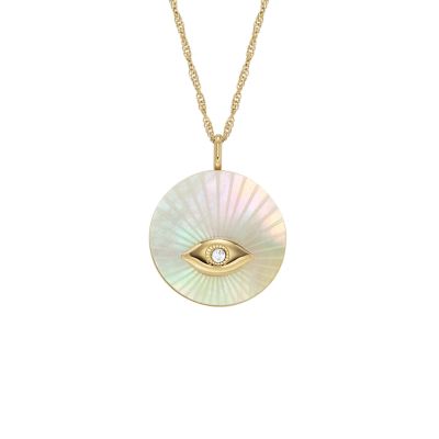 Fossil Kette Sutton Evil Eye Anhänger Edelstahl goldfarben - Goldfarben