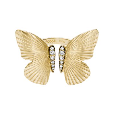 Butterfly Collection Gold-Tone Stainless Steel Center Focal Ring