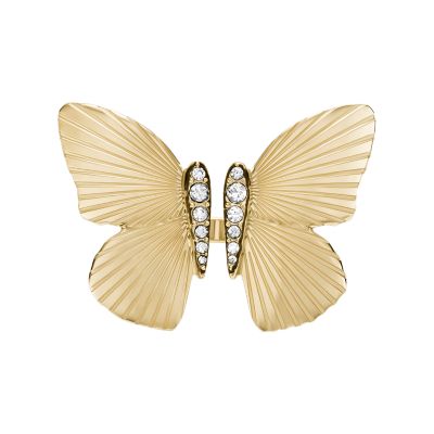 Butterfly Collection Gold-Tone Stainless Steel Center Focal Ring