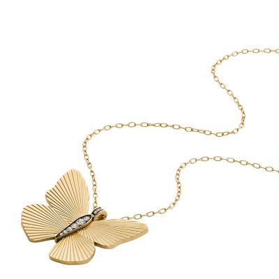 Necklace 0900. Exquisite Butterfly top fossil