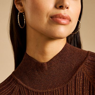Sutton Evil Eye Gold-Tone Stainless Steel Hoop Earrings