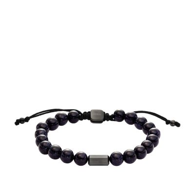 Fossil Armband Galaxy Beads Sandstein rekonstruiert dunkelblau - Dunkelblau