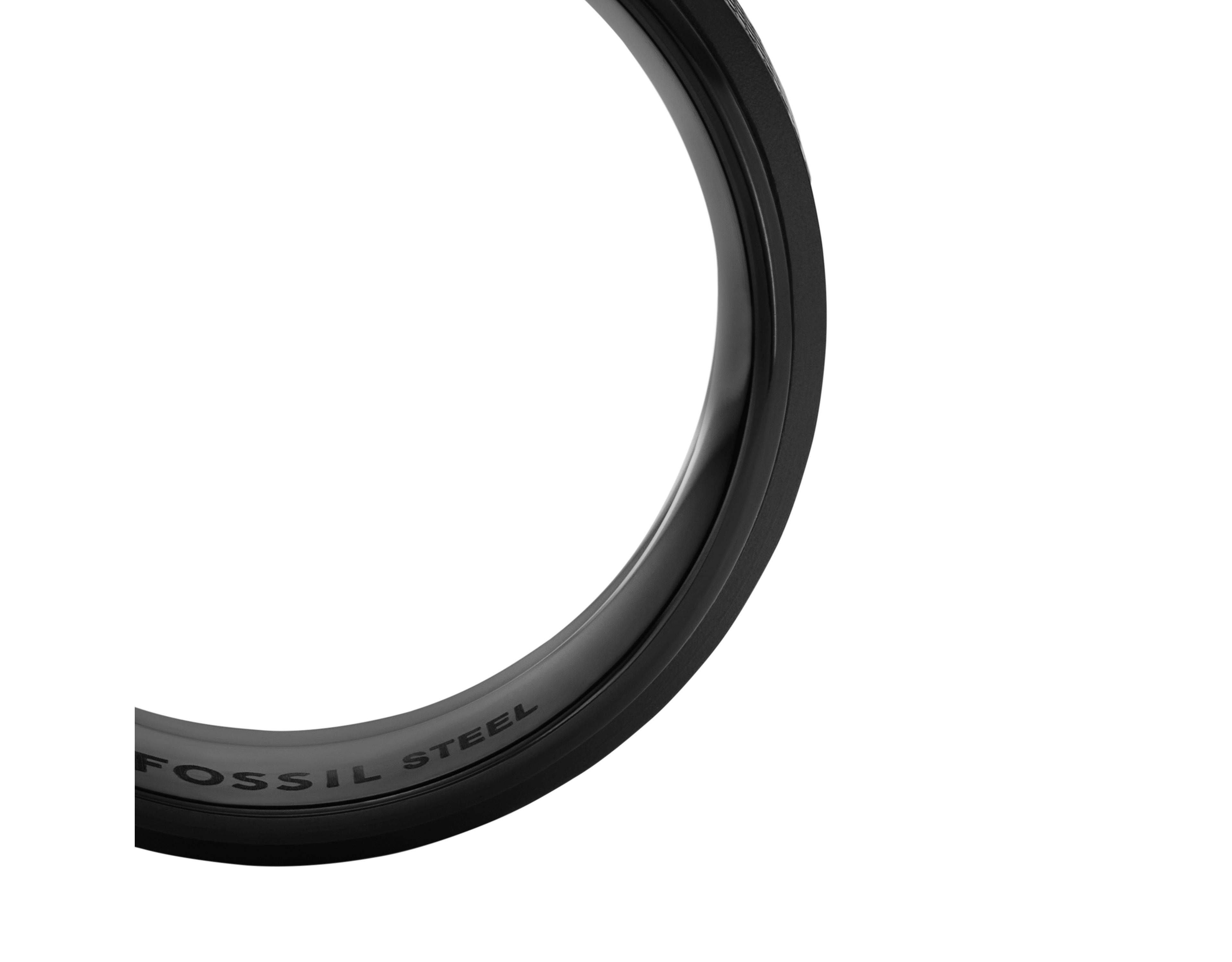 Machine Knurled Texture Black Stainless Steel Band Ring