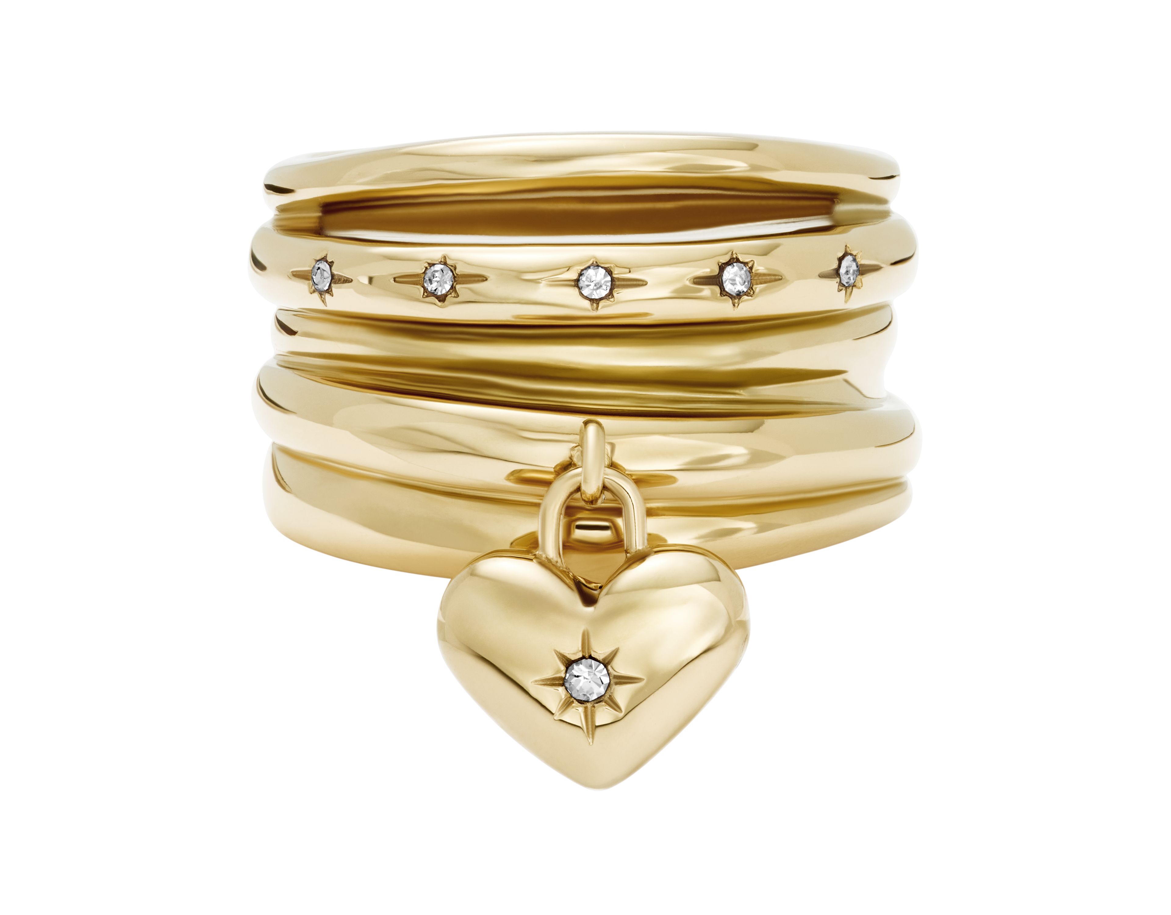 Sadie All My Love Gold-Tone Stainless Steel Heart Prestack Ring