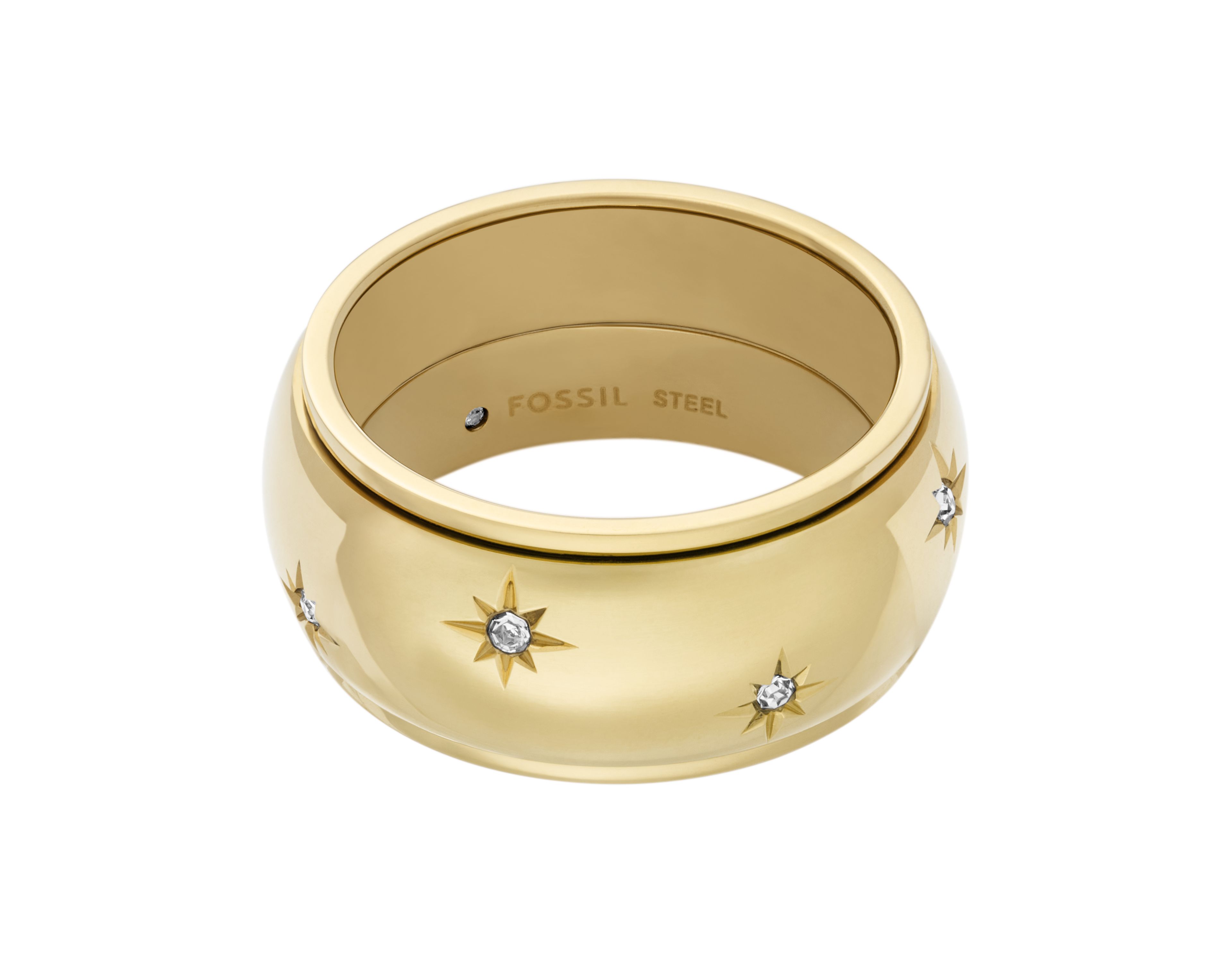 Sadie Shine Bright Gold-Tone Stainless Steel Fidget Band Ring