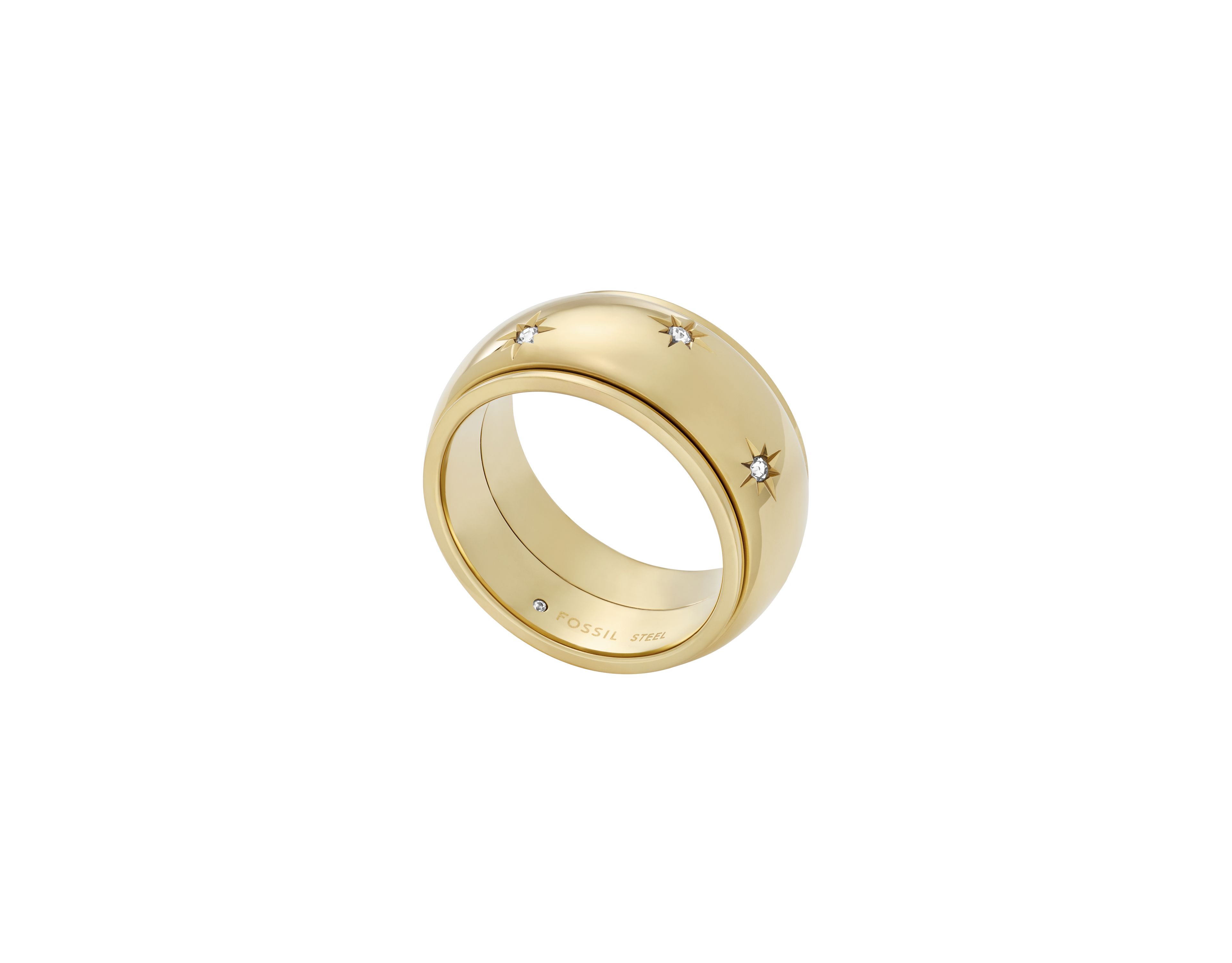Sadie Shine Bright Gold-Tone Stainless Steel Fidget Band Ring