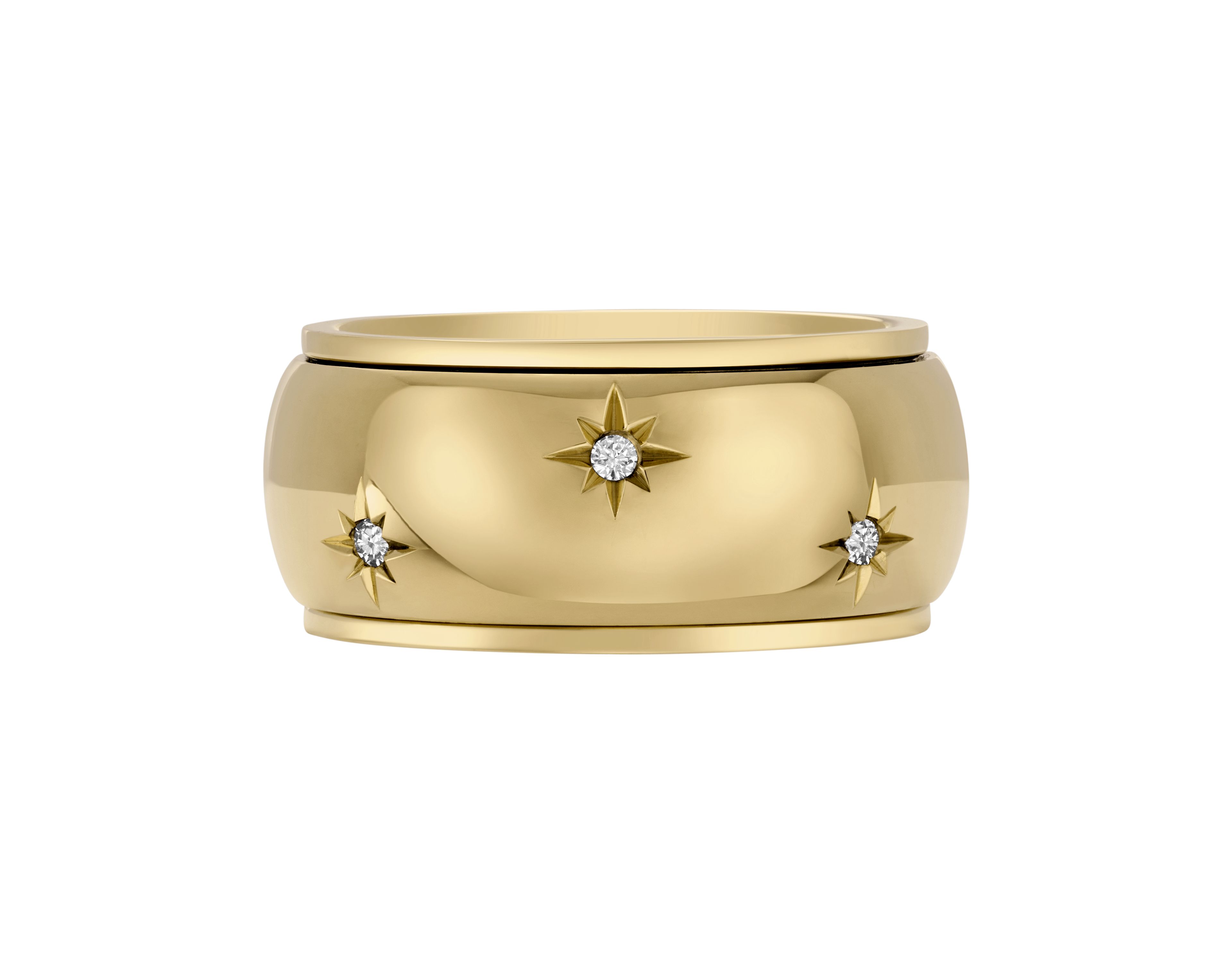 Sadie Shine Bright Gold-Tone Stainless Steel Fidget Band Ring