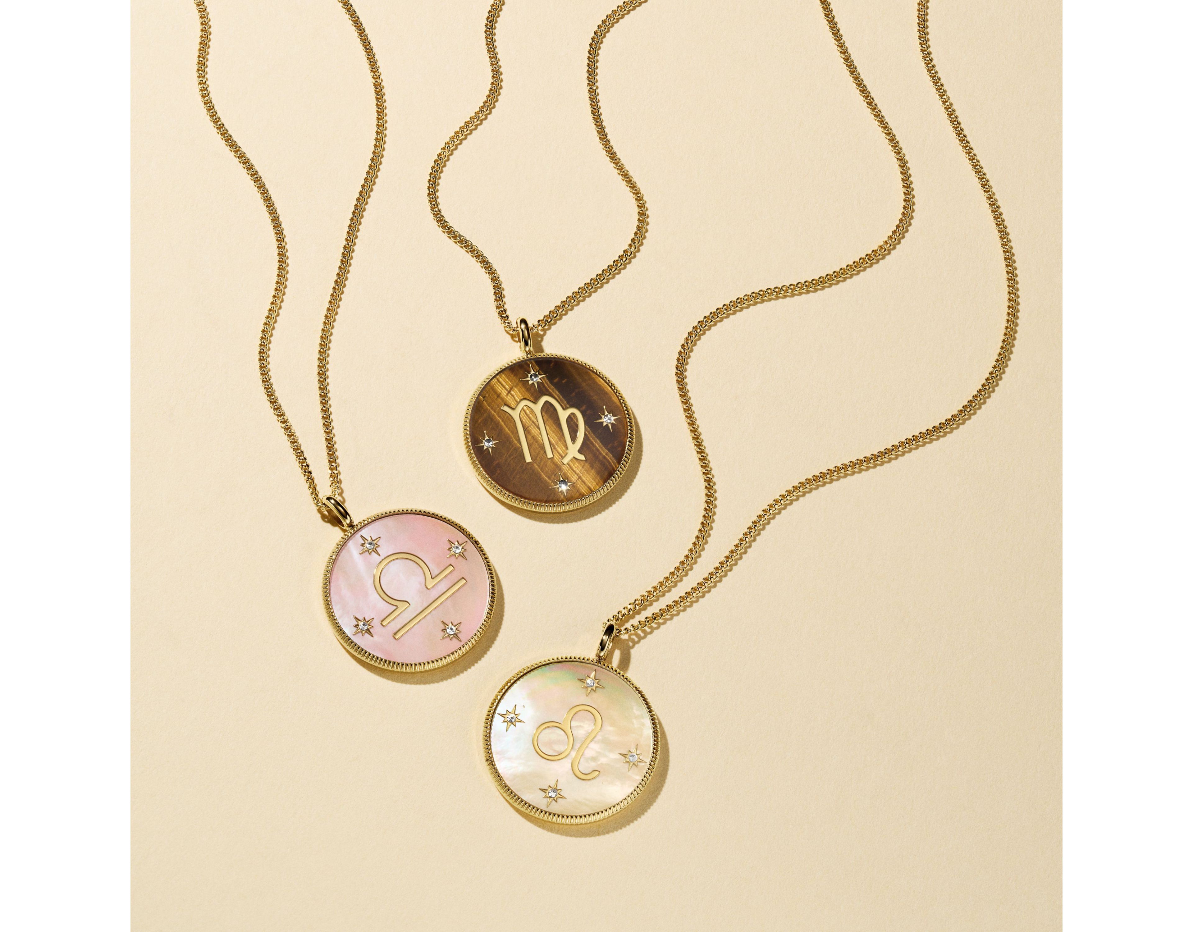 Virgo Sutton Zodiac Gold-Tone Stainless Steel Tiger's Eye Pendant Necklace