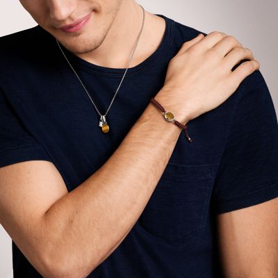 Stones Tiger's Eye Stainless Steel Station Bracelet