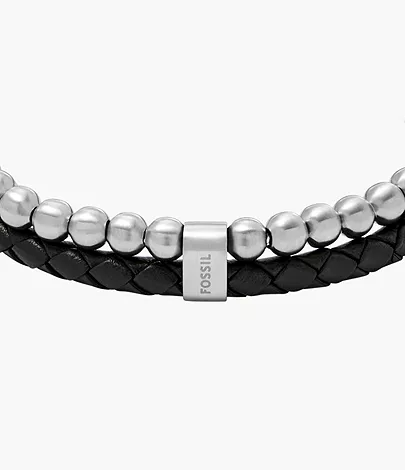 Beads Black Leather Multi-Strand Bracelet - JF04855040 - Fossil Beads Black Leather Multi-Strand Bracelet - JF04855040 - Fossil