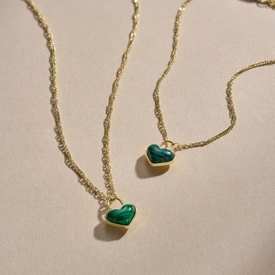 Sutton Modern Meadows Reconstituted Malachite Heart Chain Bracelet