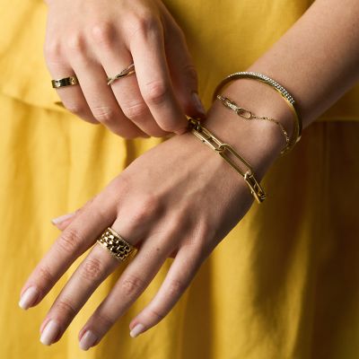 Ellis Pavé Glitz Gold-Tone Stainless Steel Bangle Bracelet