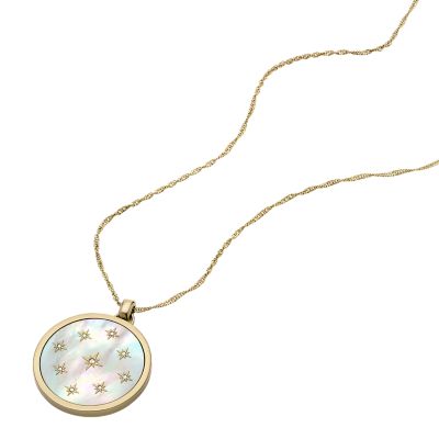 Classic Mother-of-Pearl Gold-Tone Stainless Steel Pendant