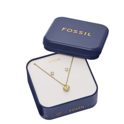Sadie Gold-Tone Stainless Steel Heart Necklace and Earrings