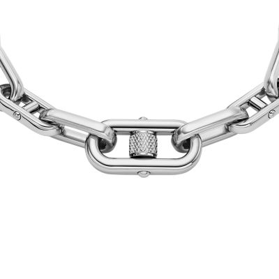 Machine Knurled Texture Stainless Steel Chain Bracelet