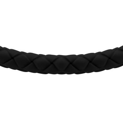 Machine Knurled Texture Black Silicone Station Bracelet