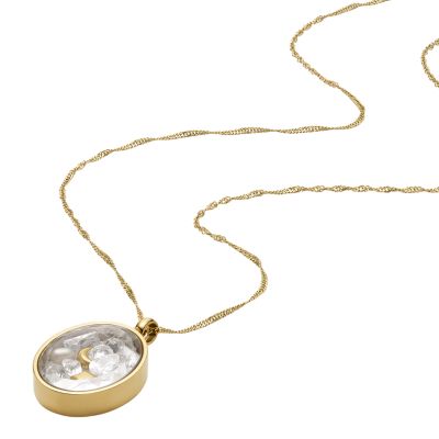 Sutton Shaky Glitz Gold-Tone Stainless Steel Moon and Star Pendant Necklace