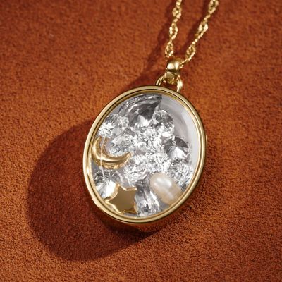 Sutton Shaky Glitz Gold-Tone Stainless Steel Moon and Star Pendant Necklace