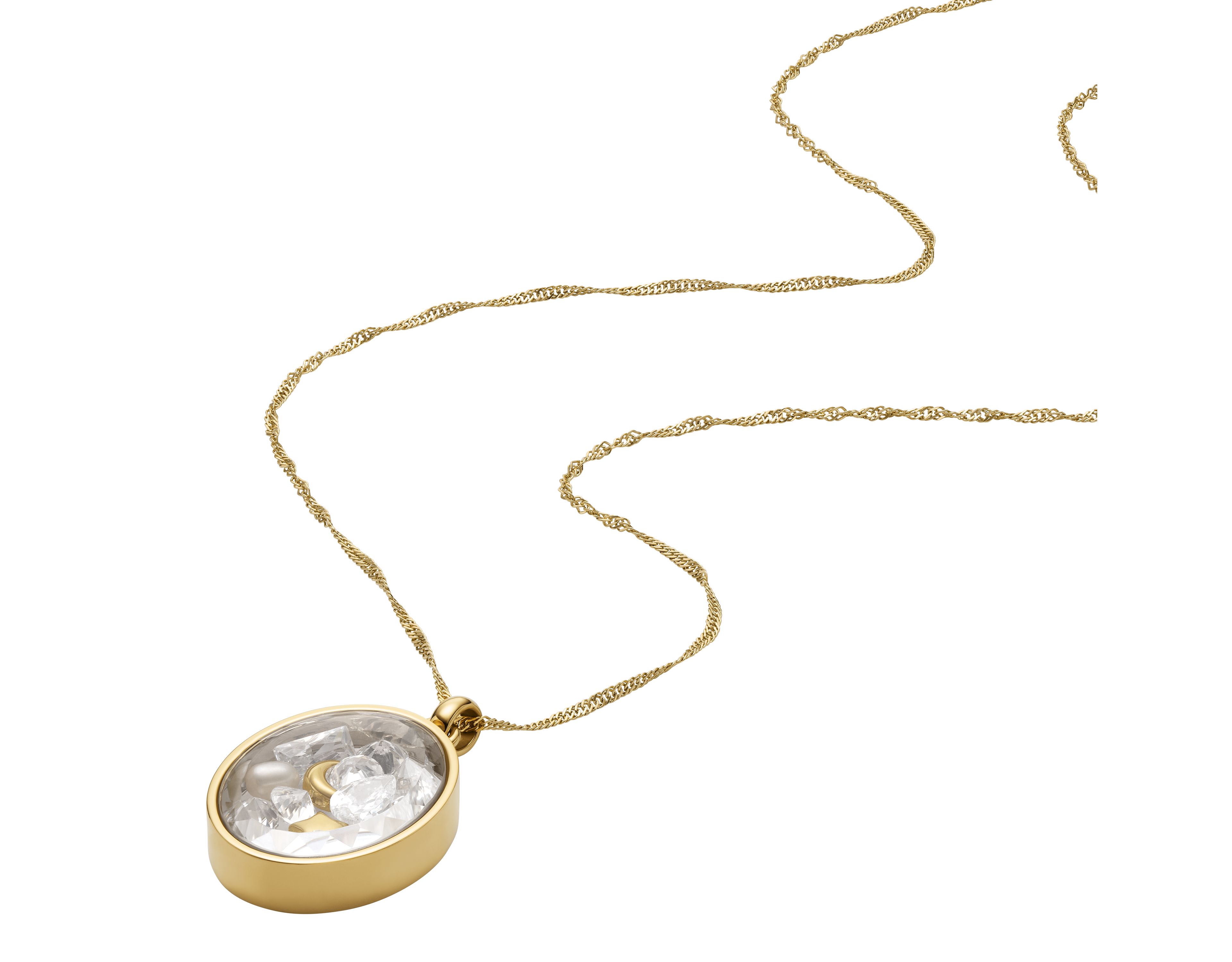 Sutton Shaky Glitz Gold-Tone Stainless Steel Moon and Star Pendant Necklace
