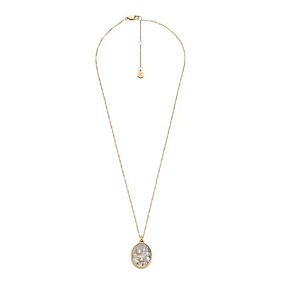 Sutton Shaky Glitz Gold-Tone Stainless Steel Moon and Star Pendant Necklace