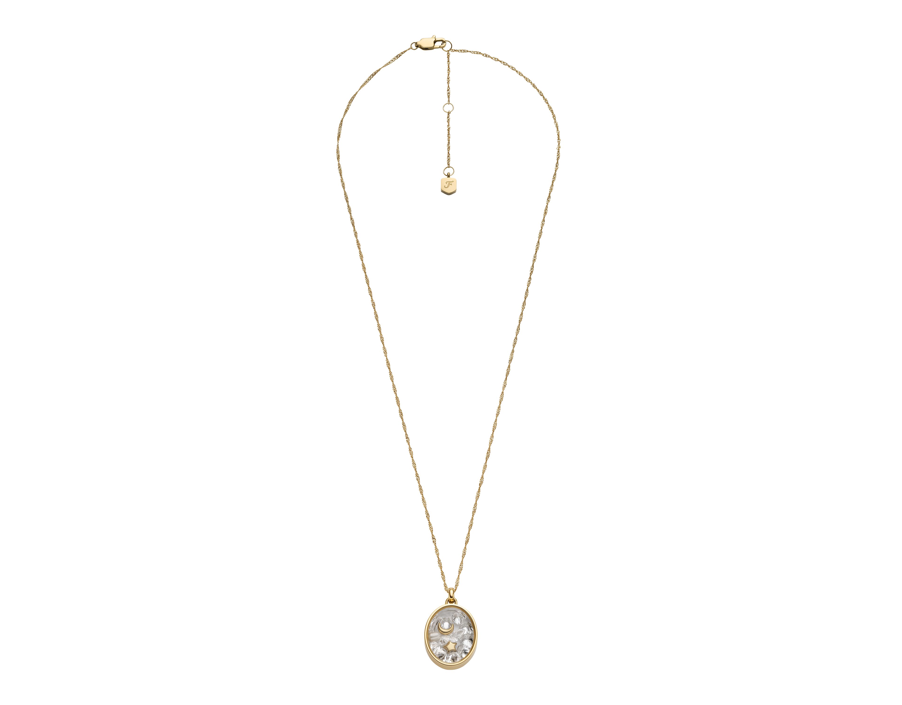 Sutton Shaky Glitz Gold-Tone Stainless Steel Moon and Star Pendant Necklace