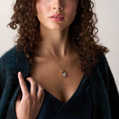 Sutton Shaky Glitz Gold-Tone Stainless Steel Moon and Star Pendant Necklace