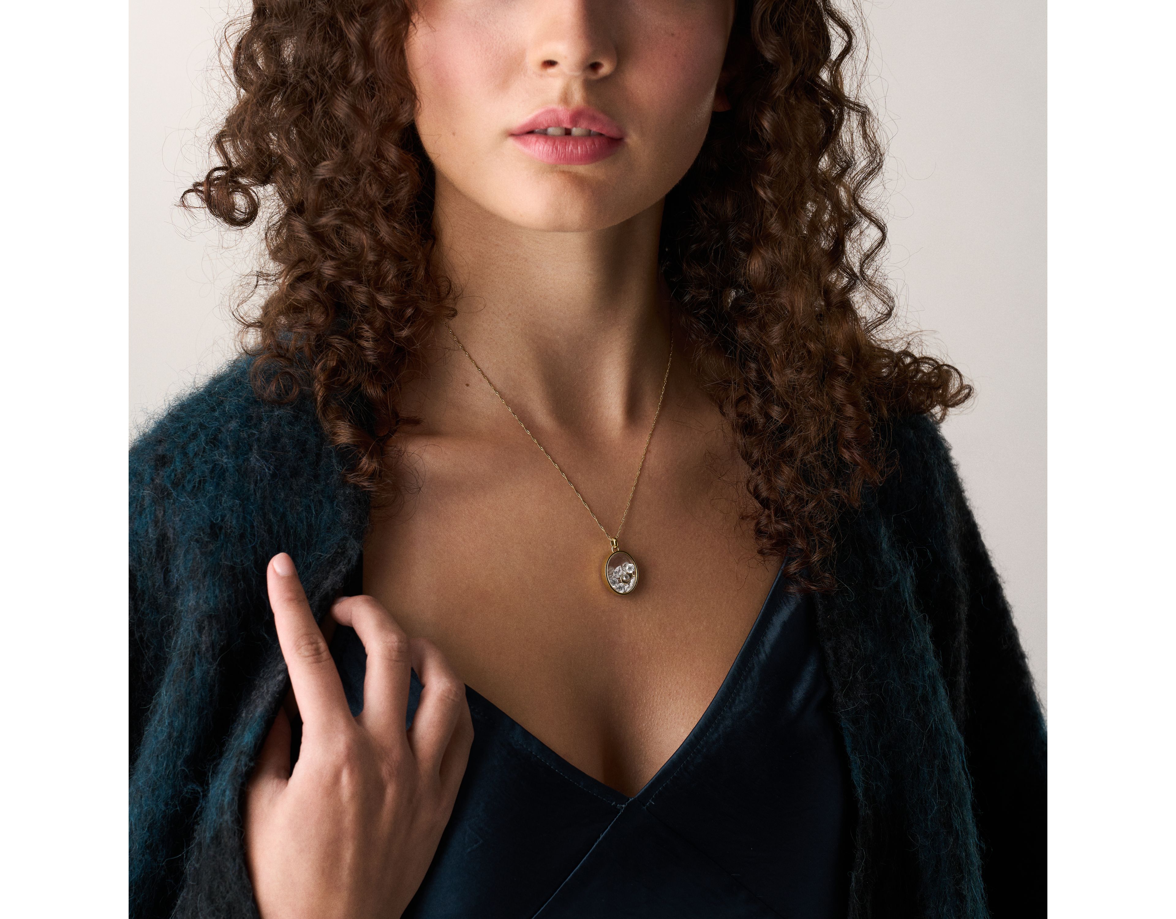Sutton Shaky Glitz Gold-Tone Stainless Steel Moon and Star Pendant Necklace