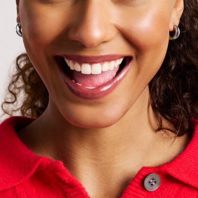 Ellis Domed Collection Two-Tone Stainless Steel Hoop Earrings