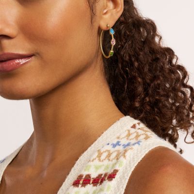 The Good Luck Collection Gold-Tone Stainless Steel Hoop Earrings