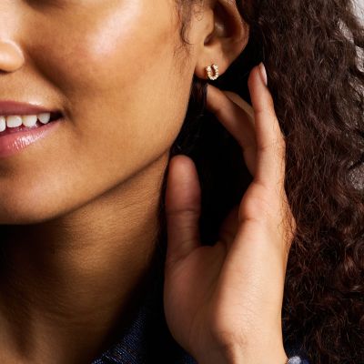 Sutton Horseshoe Gold-Tone Stainless Steel Stud Earrings