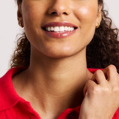 Harlow Linear Texture Gold-Tone Stainless Steel Hoop Earrings