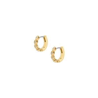 Ellis Pavé Glitz Gold-Tone Stainless Steel Hoop Earrings