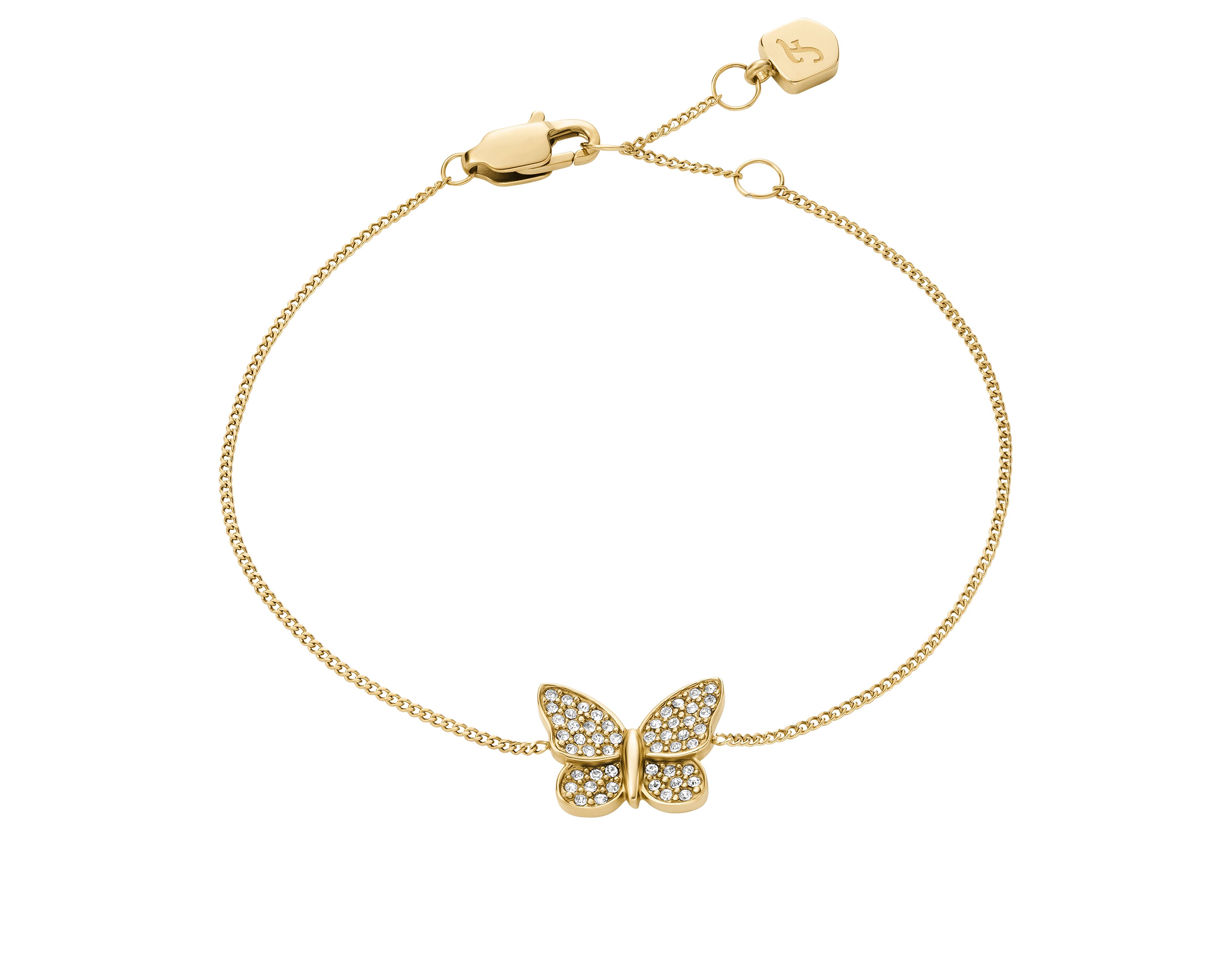 Sutton Pavé Butterfly Gold-Tone Stainless Steel Station Bracelet
