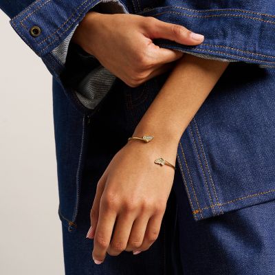 Sutton Pavé Butterfly Gold-Tone Stainless Steel Cuff Bracelet