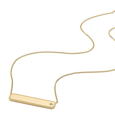 Sadie Gold-Tone Stainless Steel ID Necklace - JF04926710 - Fossil
