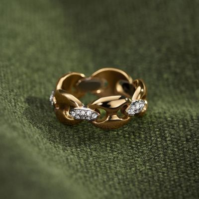 Heritage D-Link Glitz Two-Tone Stainless Steel Band Ring