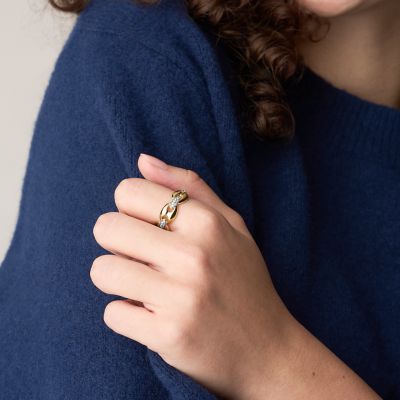 Heritage D-Link Glitz Two-Tone Stainless Steel Band Ring