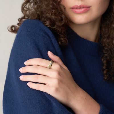 Heritage D-Link Glitz Two-Tone Stainless Steel Band Ring