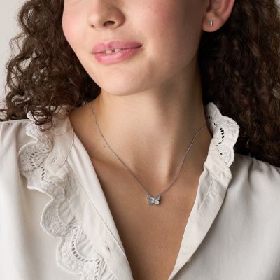 Sutton Stainless Steel Butterfly Necklace and Earrings Gift Set