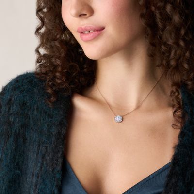Merrit Classic Mother-of-Pearl Rose Gold-Tone Stainless Steel Pendant Necklace
