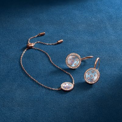Merrit Classic Mother-of-Pearl Rose Gold-Tone Stainless Steel Station Bracelet