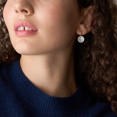 Merrit Classic Mother-of-Pearl Rose Gold-Tone Stainless Steel Drop Earrings