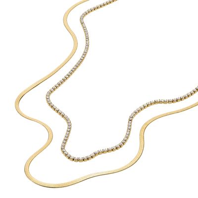 Ellis Pavé Glitz Gold-Tone Stainless Steel Multi-Strand Tennis Necklace